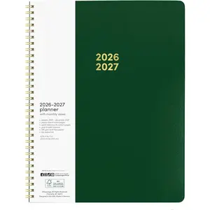 2 Year Monthly & Yearly Planner, 24 Months (January 2026 - December 2027), 8.5 in x 11 in, Spiral Bound 2026-2027 Planner with Monthly & Yearly Views, Note Pages &  - Dark Green