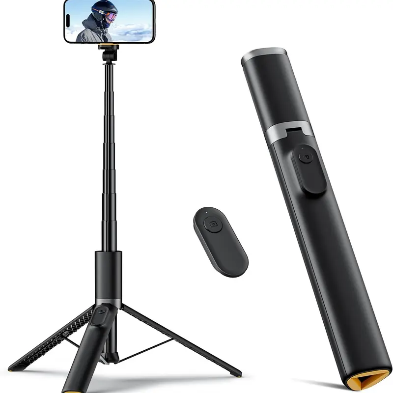 TODI Selfie Stick Tripod, 69" Lightweight Phone Tripod Stand with Wireless Remote, Extendable Selfie Stick for iPhone, All-in-1, Compatible with iPhone/Android