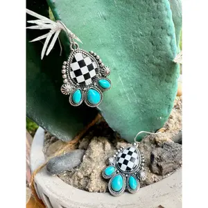 Checker Teardrop Earrings