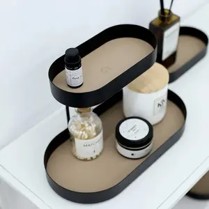 Iron & Faux Leather Decorative Display Shelf