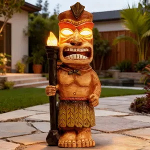3D Solar-Powered Tiki Statue Figures, Abs-Enhanced Christmas Gift Ornaments for Holiday Cheer, Home Garden Tiki Bar Decor