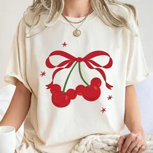 Cherry Mouse Coquette Shirt Cherry Bow Magic Kingdom Tee Cute Girly Castle Trip Shirt Family Vacation Matching Tee Cherry Mickey Vintage 90s Style Unisex Shirt Adult Youth Toddler, Outfit Summer 2026