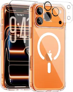 for iPhone 17 Pro Max Case, Compatible with MagSafe, Magnetic Slim Cover, Anti-Yellowing & Shockproof, Full Camera Protection, Includes Screen & Lens Protectors, Clear Protective Case