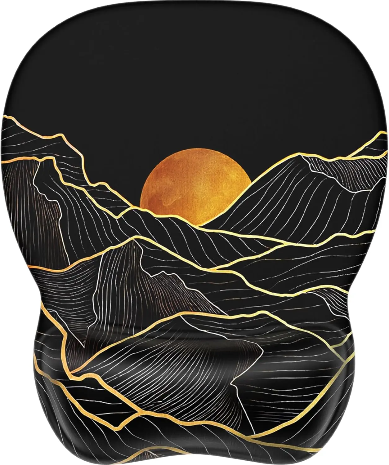 MROCO Ergonomic Mouse Pad with Gel Wrist Rest, 9.4 x 8.1 in, Black | Ergonomic Shape Design for Pain Relief, Cooling Feel Gel Cushioning for Wrist Comfort, Smooth Lycra Surface, Non-Slip PU Base