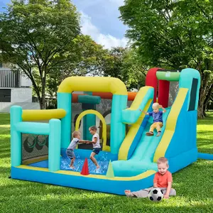 EROMMY Inflatable Bouncy Castle Trampoline for Kids - Mermaid-Shaped Outdoor Kids Stuff with Water Slide, Volleyball, Water Gun Game, 480W Blower, Storage Bag (Ages 3-8),summervibes