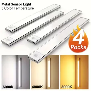 1/2/4pcs Cabinet Lights With 34/ 54 LEDs,15.74inch/USB Rechargeable, Magnetic Strip Install, 3 Adjustable Temperature And Brightness, Aluminum Shell, Room Decoration Suit/Rechargeable Dimmer Motion Sensor Lights/Waterproof Motion Sensor Cabinet Lights
