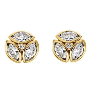 1/2cttw Marquise Diamond Cluster Studs 14k Yellow Gold