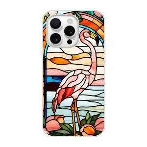 Stained Glass Pink Flamingo Phone Case for iPhone  Flexible flamingo phone cover