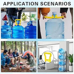 5 Gallon Water Bottle Handle 2-Pack Yellow Heavy-Duty Water Jug Holder for Easy Carrying Dual-Mode Design Single Dual-Person Lift Ergonomic Grip Fits Standard 5-Gallon Jugs