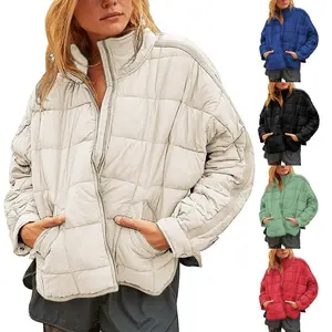 Women’s Oversized Quilted Lightweight Puffer Jacket, Casual Padded Coat with Pockets