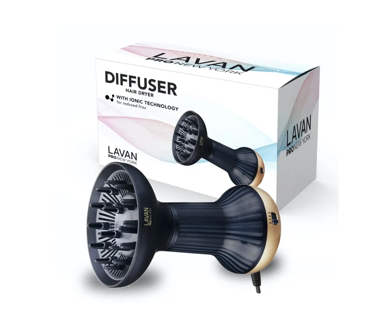 Lavan ProNew York Ionic Hair Diffuser for Curly & Wavy Hair Frizz Control Styling Tool with Ionic Technology Compact Design for Easy Use