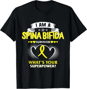 Unisex Spina Bifida Awareness Split Spine Survivor Yellow Mom Baby T-Shirt Birthday Casual Summer Top