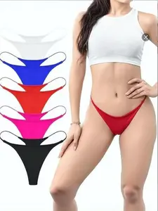 Women Solid Thong Bikini Cheeky G String Panties Fit Minimalist Bridal Basic Womenswear