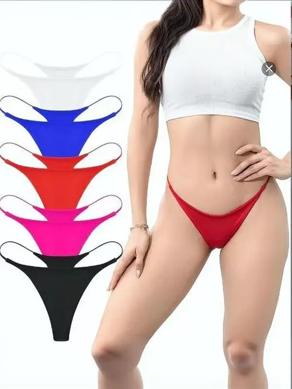 Women Solid Thong Bikini Cheeky G String Panties Fit Minimalist Bridal Basic Womenswear