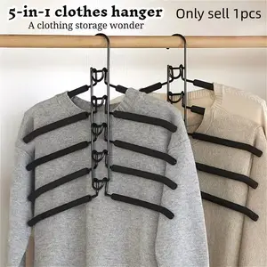 Five-In-One Multi-Functional Clothes Hanger, Essential for Closet Organization, Suitable for Coats, Suits, T-Shirts, Pants, Durable and Practical