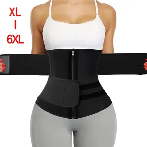 Plus Size Waist Trainer Belt with Double Adjustable Straps & Zipper High Compression Waist Trimmer for Women Men Breathable Body Shaper Shapewear in Black & Pink