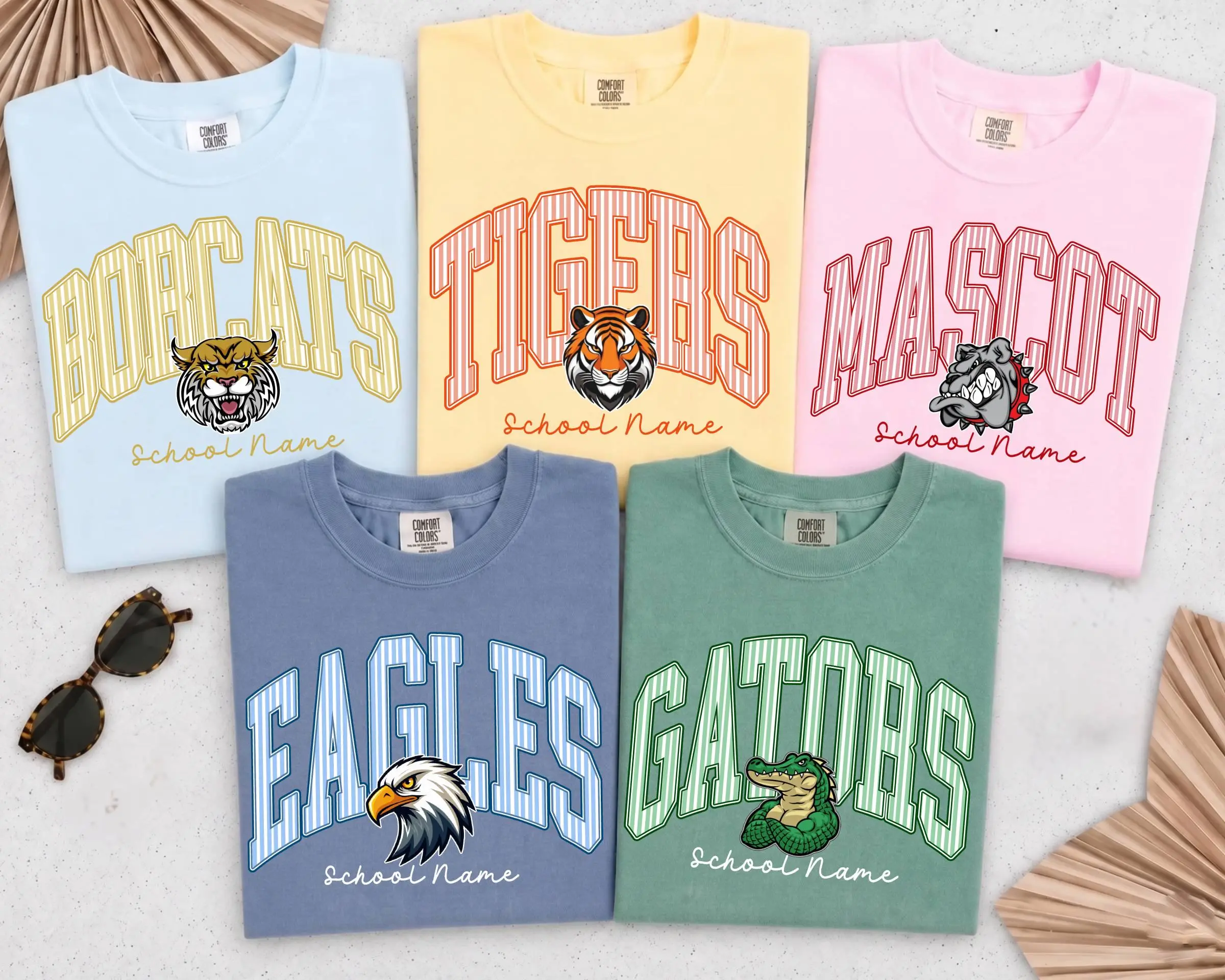 (Leave Note or DM to Shop) Comfort Colors Personalized School Spirit Shirt, Custom Mascot Team Tee, Game Day Shirt, School Spirit Wear, School Pride Sport Fan Gift - ShamCren