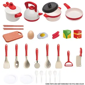 Kitchen Pretend Play Toy Set, 31pcs/set Including Pot, Pan, Spatula, Egg, Fruit, Vegetable, Kitchen Toy for Kids, Birthday Gift for Boys & Girls