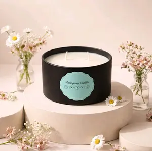 Mahogany Vanilla Luxury Scented Candle - Refreshing Vanilla Aroma for Relaxing Atmosphere & Luxurious Decor Experience