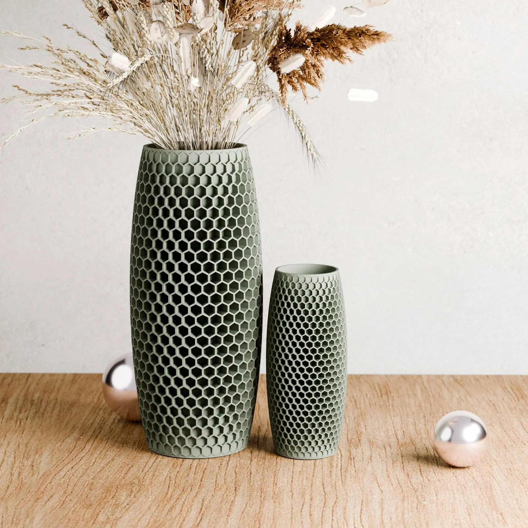 Modern Textured Vase – Muted Green, 6 Inch – Honeycomb Collection