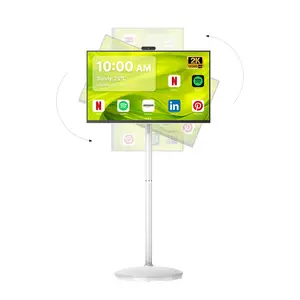 MWE 32 inch Portable Smart Screen on Wheels,2K Smart Tablet Whiteboard,Rotatable Android 14,Google Play for Home