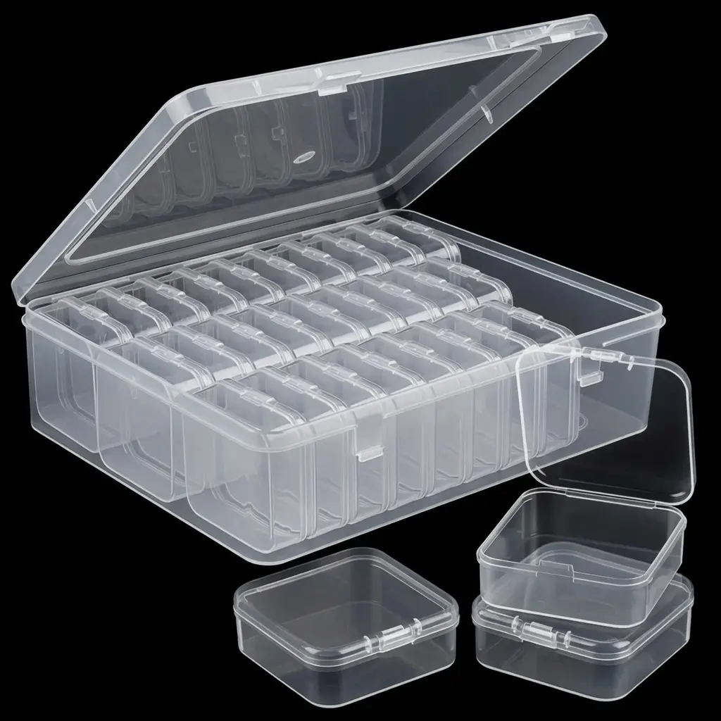 Clear Jewelry Organizer Set - 1 Large Clear Box + 30 Small Portable Storage Boxes, Transparent Bead Earring Ring Necklace Craft Organizer, Home Organizer,Durable Plastic