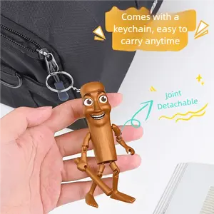 Shan Hai Jing toy wooden stick figure universal keychain creative pendant, comes with detachable wooden stick joints
