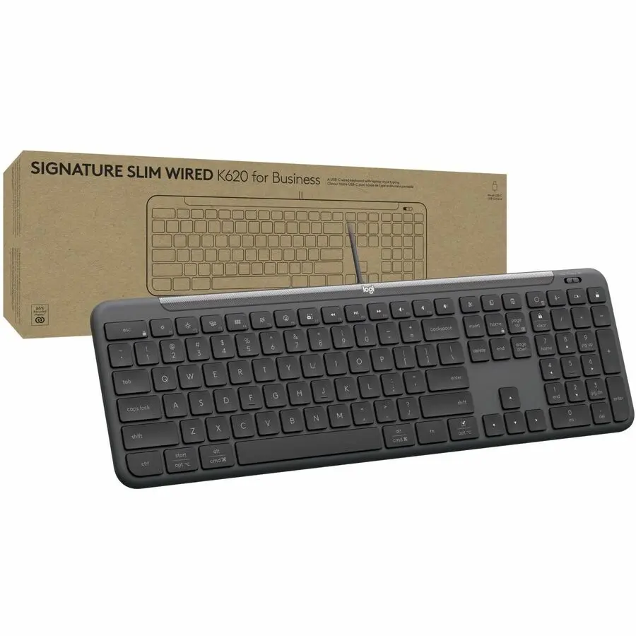 Logitech Signature Slim Wired K620 for Business, Full-Size Keyboard, Graphite