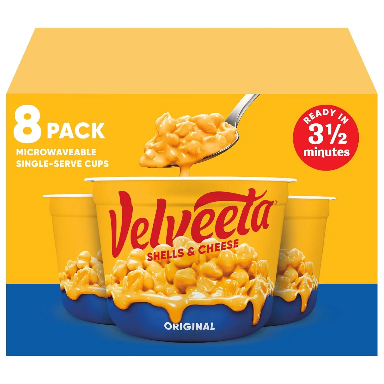 Velveeta Macaroni and Cheese Cups, 8-Pack Microwaveable Meal with Liquid Milk Cheese, Quick Meals for Frozen Storage, Glycerin