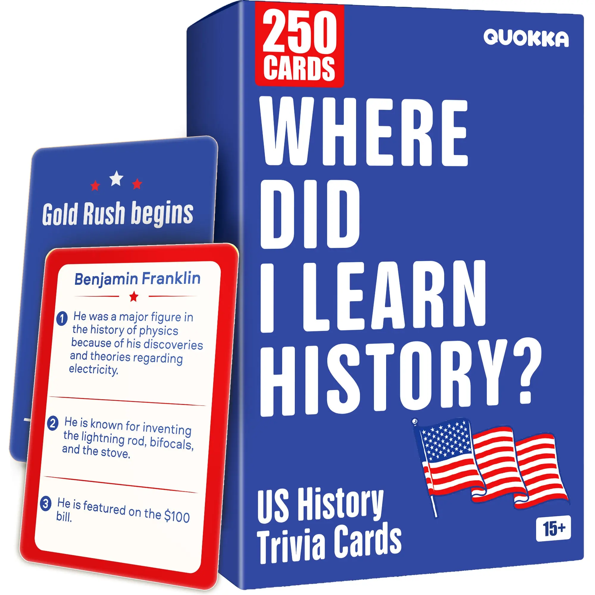 QUOKKA Trivia Game for Families - Fun Educational Trivia Cards | Where Did I Learn History - 250 Double-Sided History Cards, Chronology Card Game and Famous Figure Guessing for Adult Age 15+