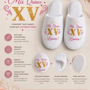 Personalized “Mis Quince” Slippers – Pack of 12 Pairs