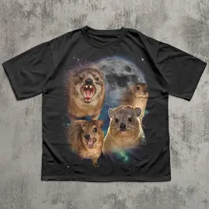 90s Retro Hyraxes Moon T-shirt, Screaming Hyrax Meme Shirt, Funny Shirts, Rock Hyrax Lover Gift, Silly Tshirt, Brain rot clothes, Awawa Tee
