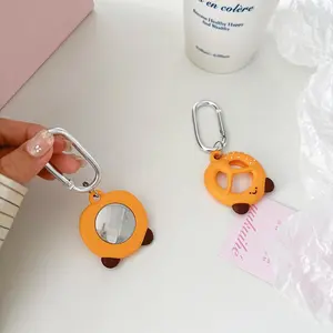 Cartoon Cute Bread Expression Smile Face Apple AirTag Protective Case Pet Location Tracker Anti-Lost Shell Airtag Keychain Kawaii Pendant