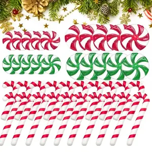 Christmas Peppermint Candy Cane Ornaments, 40 Count - Multi-Color Plastic Holiday Decorations CabinaHome