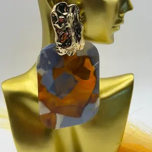 Mocha Stone Color Block Earrings