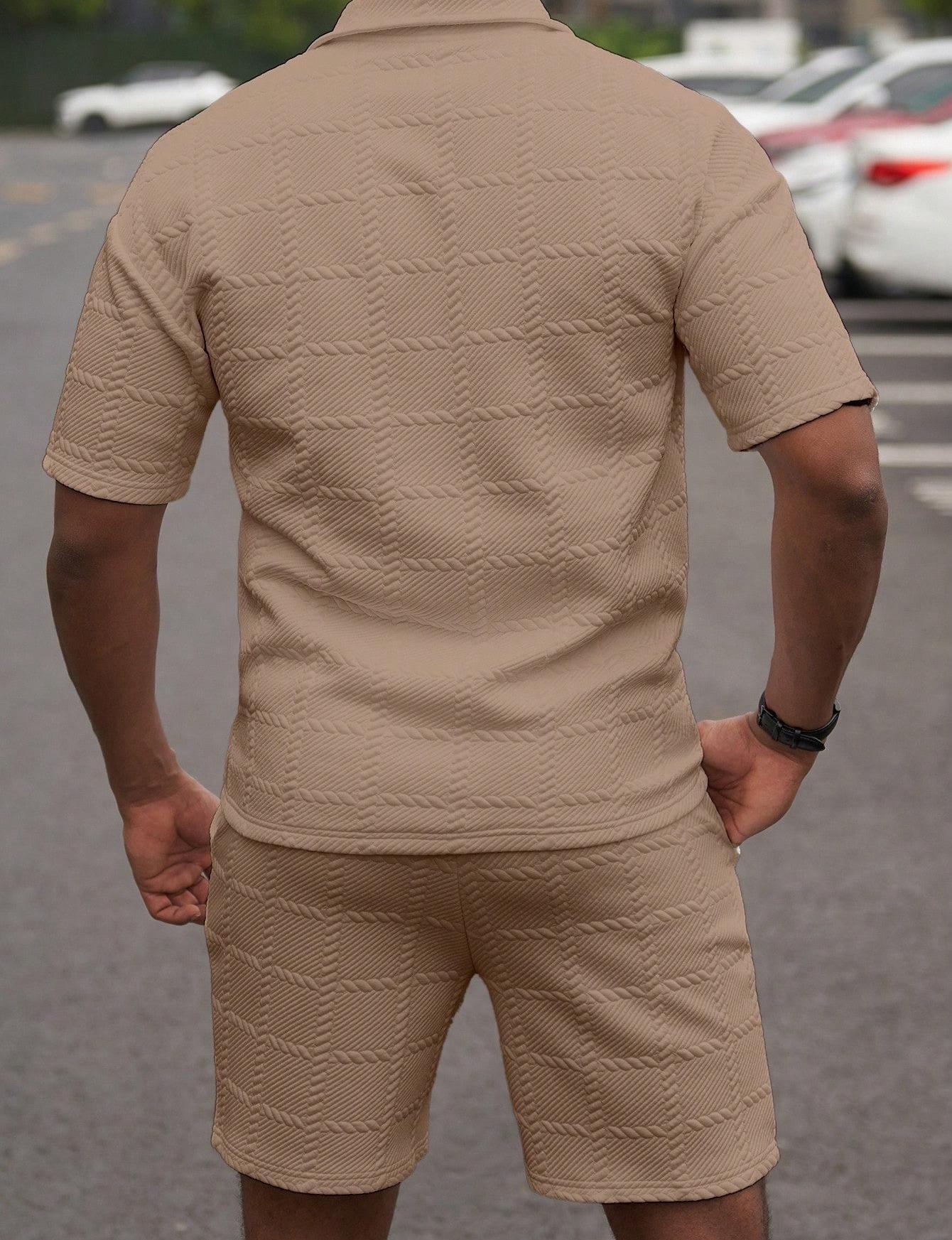 KZZ Men's Summer Solid-Colour Fashion Casual Short-Sleeved Suit Clothes Clothes Menswear Formal Shortsleeve Chainsaw Top Top Gamis Gamis Tropical