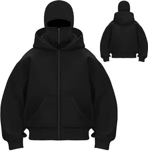 Hoodie Warm Zip Up Sweatshirts Hooded Fleece Jackets Windproof Outfits Streetwear Oversized Unisex Menswear