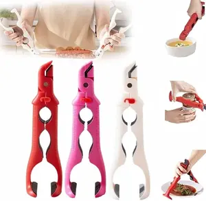 3-in-1 Hot Plate Gripper, Multi-Angle Anti-Scald Bowl Holder Clip & Hot Plate Grabber Tool with Lock for Hot Bowl Cozy Holder, Hot Plate Gripper Tongs