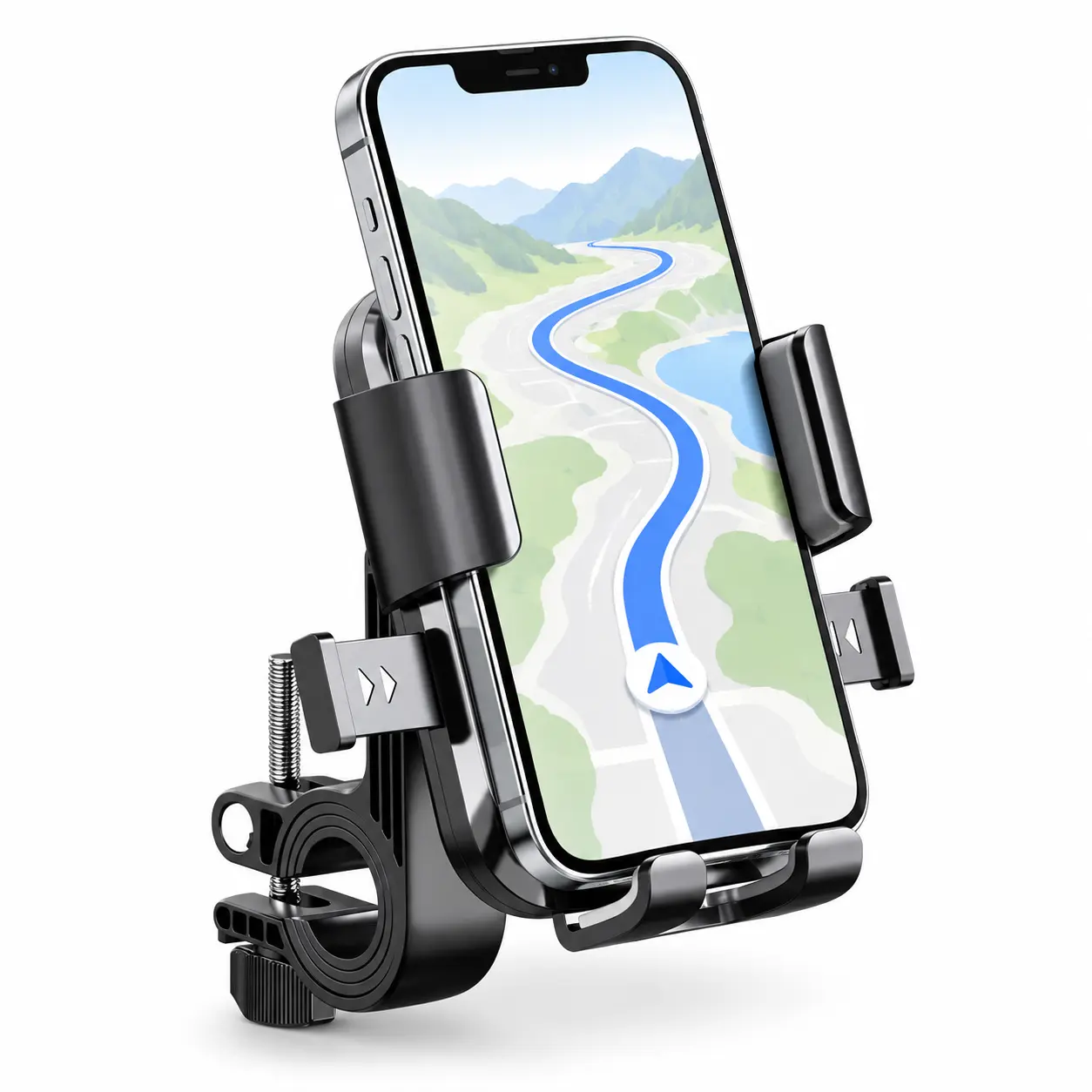 Electric bicycle Phone Mount, 360° Adjustable Handlebar Cell Phone Holder with Anti-Slip Grip and Screw Lock Clamp, Fits 4.7-6.8 Inch Smartphones and 20-35mm Handlebars for Motorcycles, Bikes, E-Bikes and Scooters