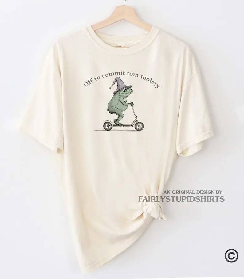 Off to Commit Tom Foolery Comfort Colors Frog T-shirt: Funny Weirdcore Sarcastic Tee