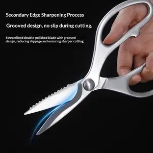 Full Steel Kitchen Scissors, Heavy Duty Scissor, Stainless Steel, Multifunctional Crab Meat Octopus Steak Seaweed Pickled Vegetables Cutting Shears, Blade, Soft Hard Cut Quality