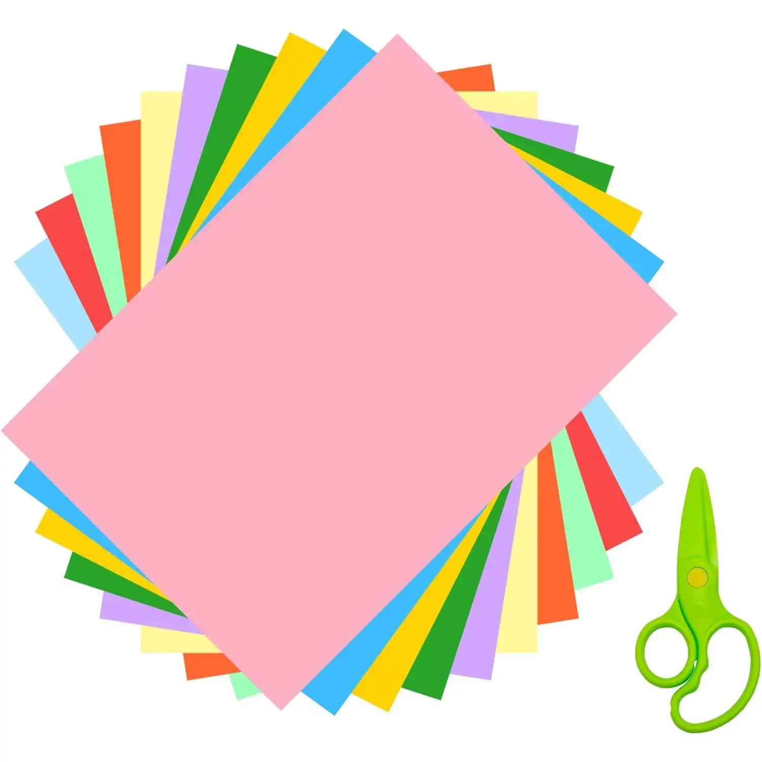 Construction Paper, 100 Sheets Assorted Bright Colors Bulk Acid-Free Fade-Resistant Durable A4 Office Stationery for Kids School Preschool Classroom Arts, Painting, Coloring, Drawing, Crafts