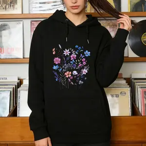 Women’s Floral Gardening Hoodie – Vintage Wildflower Print, Long Sleeve for Everyday Wear