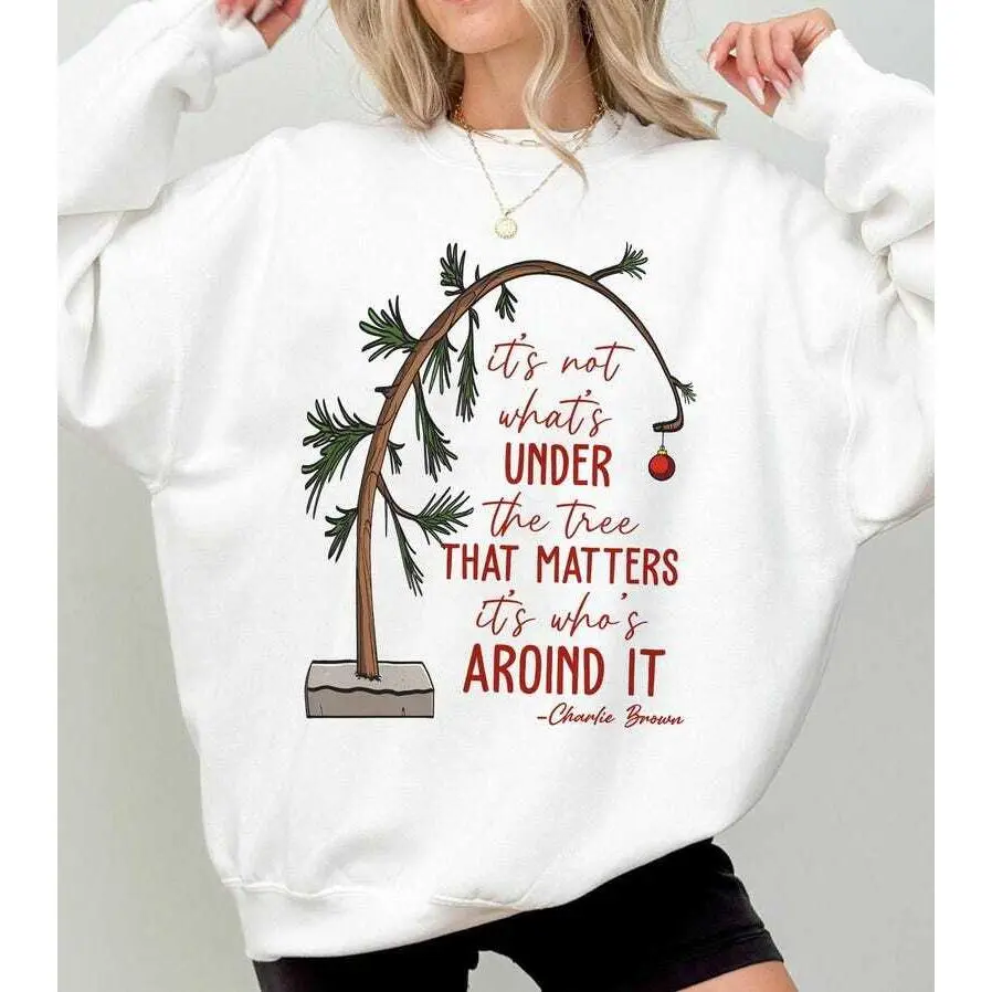 Charlie Brown Christmas Tree Sweatshirt, Peanuts Xmas Quote Shirt, Cozy Christmas Tee Gift, Charlie Brown Xmas Tree Quote Sweatshirt