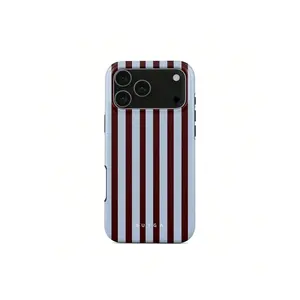 Burga Offline – 17 Pro Max Case |     Brown & Blue Vertical Stripes Design |      Aesthetic, Durable Dual-Layer Protection |     Available  17/ 17 Air/ 17 Pro/ 17 Pro Max/16 Pro Max/15  Max/14  Max/13 Pro Max/12 Pro Max