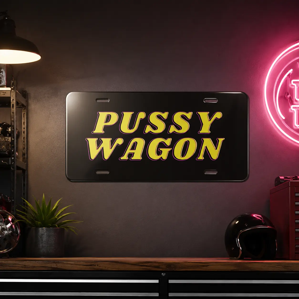 [ Best 2026 ] "Pssy Wagon" Funny Novelty License Plate Custom Vanity Plate Car Truck Accessory