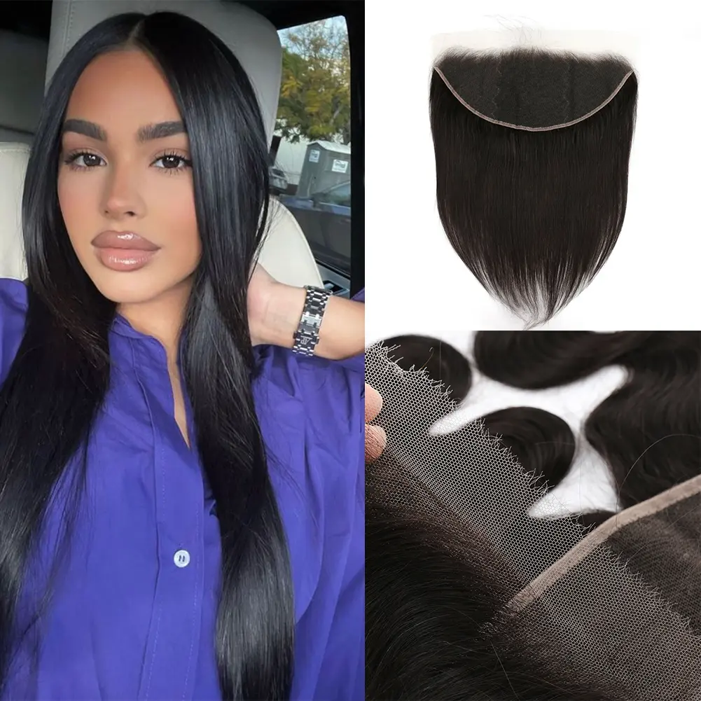 HD Frontal 13*6 Pre-Plucked with Baby Hair- Ultra-Thin Invisible, Human Hair, Natural Black, Single Knot