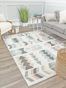 Rugs America RA29116 5ft x 7ft 6in Mika MO50A Mint-Lime Geometric Contemporary Decorative Rug, Indoor Non-Customised Gray Area Rug