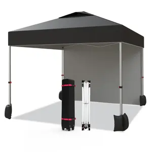 Garvee 10x10 FT Pop Up Canopy Tent – Removable Sidewall, Vented Roof, Easy Setup, Roller Bag, Weight Bags, Stakes – Commercial Patio Shelter – White Iron Frame & Black Cloth