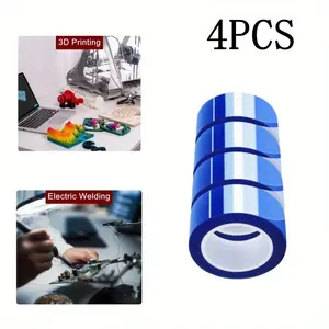 4 Pieces 20mm x16m (52ft) Blue Heat Resistant Tape, Heat Transfer Tape for Heat Sublimation Press Vinyl, Fixing of Electronic Parts During Processing, No Residue
